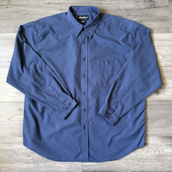 Eddie Bauer Other - Eddie Bauer Men's Casual Long Sleeve Navy Gingham Button Down Shirt - Size XL
